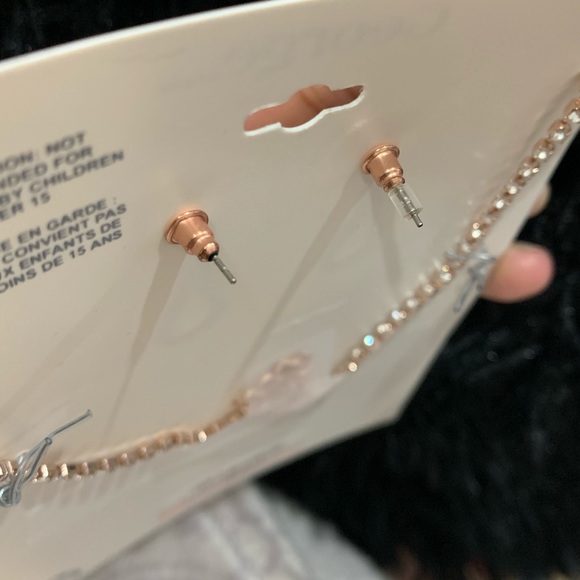 Rose Gold Diamond Necklace & Earrings Set $10 (NWT) ‼️CLOSET CLEAR OUT‼️ - Picture 7 of 7